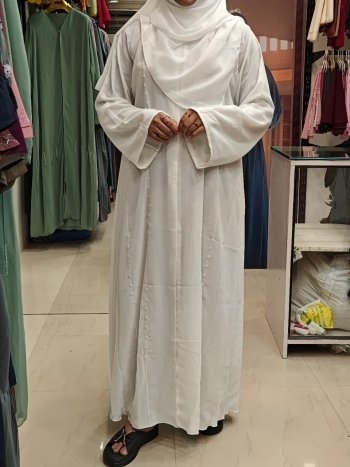 Chiffon double layer abaya with handwork - Image 2