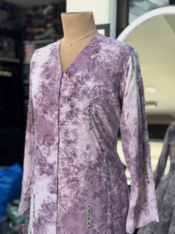 Tye dye printed abaya - Image 6