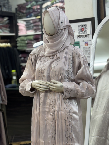 Organza pleated stone work abaya - Image 2